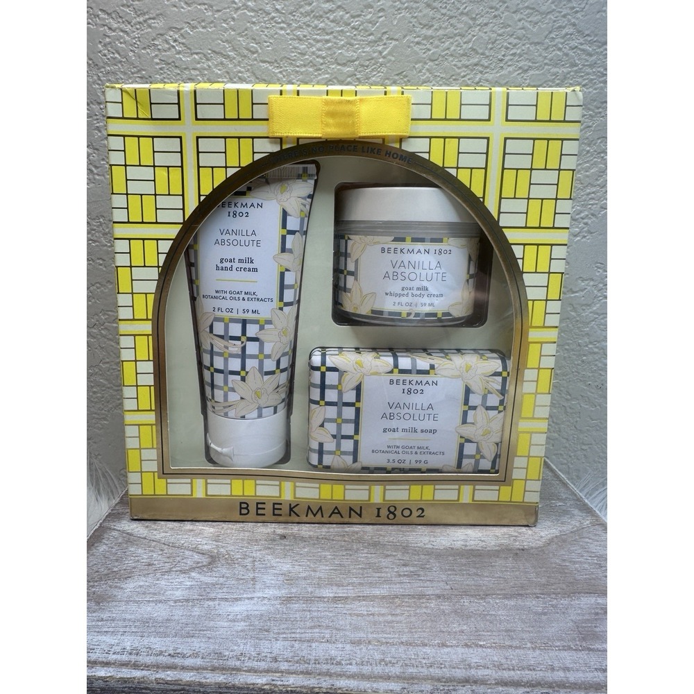 $26 🌙 Beekman 1802 Vanilla Absolute 3 Gift Set Goat Milk Soap, Cream, Whip